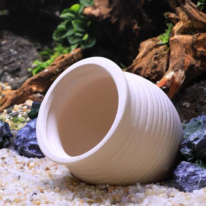 Bocal en Céramique pour Poissons, Décoration Précieuse d'Aquarium, Abri de Diversification pour Amano, ShriAJCichlid, Bonsaï, Élevage de Poissons, Aide à Cacher