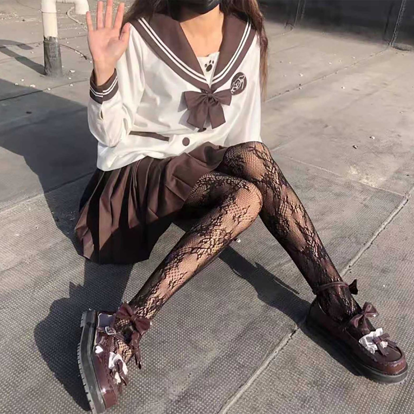 Nuevas medias bordadas de malla con lazo, pantimedias inferiores para mujer, medias sexis de nailon con lazo, medias caladas de estilo Punk a la