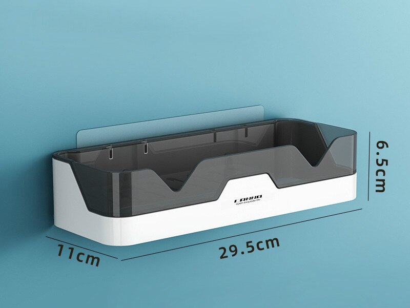 Waterproof Wall-mounted Plastic Storage Shelf Simple Style Shower Organizer Rack Kitchen And Bathroom Storage Holder: Gray