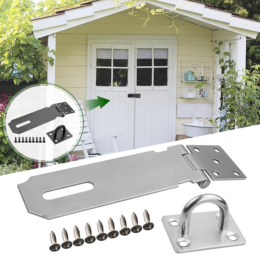 5inch Door Hasp Safety Hardware Durable Heavy Duty Stainless Steel Drawer Latch Lock Staple Window Padlock Clasp Easy Install