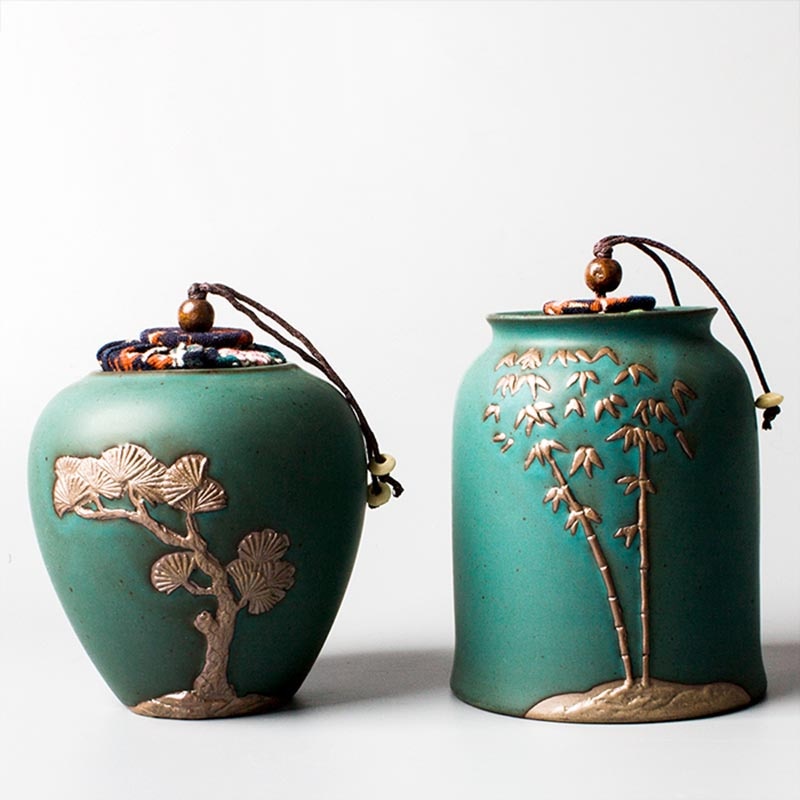 Tea Storage Jar Ceramic Art Tieguanyin Puer Holder Coarse Pottery Box Coffee Beans Caddy Container Teaware Accessories