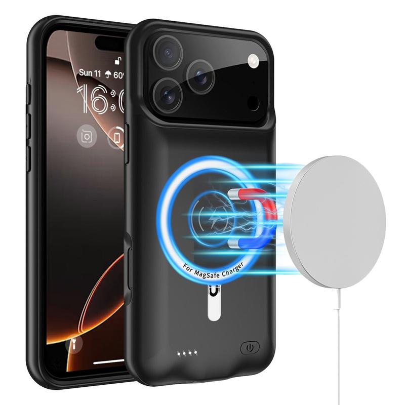 10000mAh Draadloze Batterijhoes voor iPhone 17 Pro Max, 16 Plus, 15 Magnetische Powerbank Cover Oplader Compatibel met iPhone 17 Air