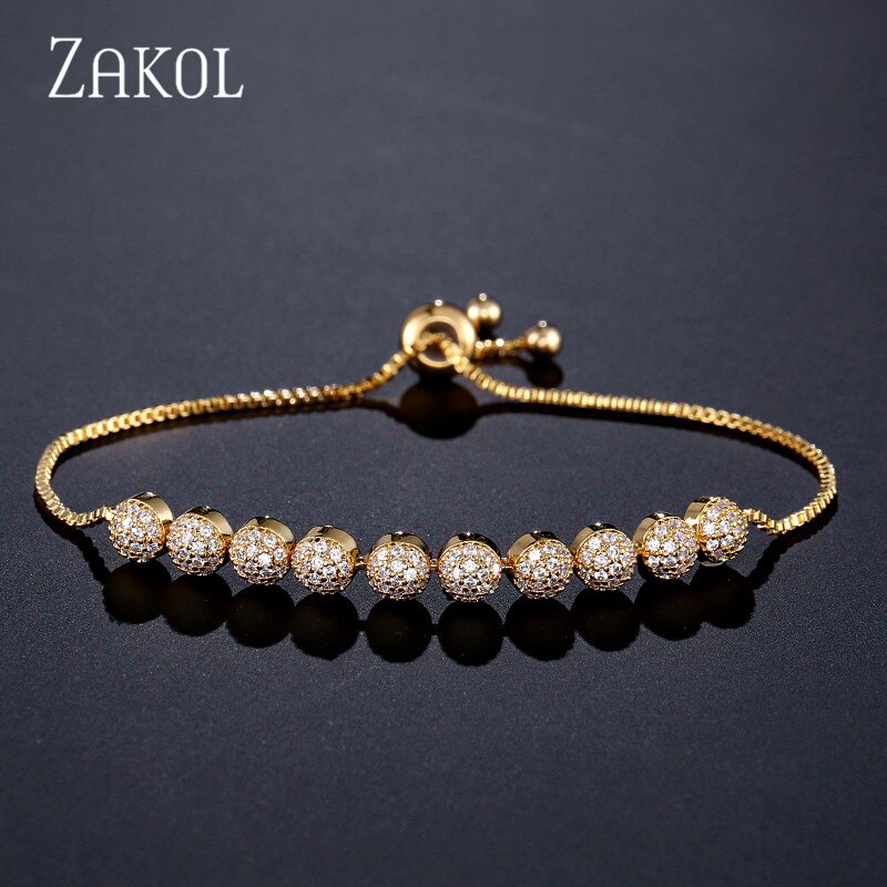 Zakol Semi-Cirkel Shining Aaa Zirconia Crystal Pave Verstelbare Cz Armbanden Voor Vrouwen FSBP2059