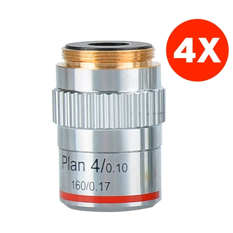 Microscope Plan Achromatic Objective Lens 4X 10X 20X 40X 100X Biological Metallurgical Microscope Objectives 20.2 RMS Thread: Yellow