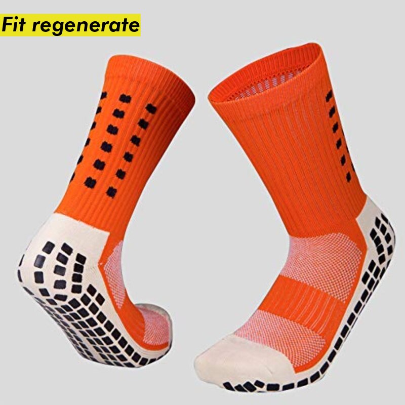 Mænd anti-slip bomulds sport sokker til voksen fodbold basketball kører batminton tennis cykling hockey baseball ankel sokker: Orange