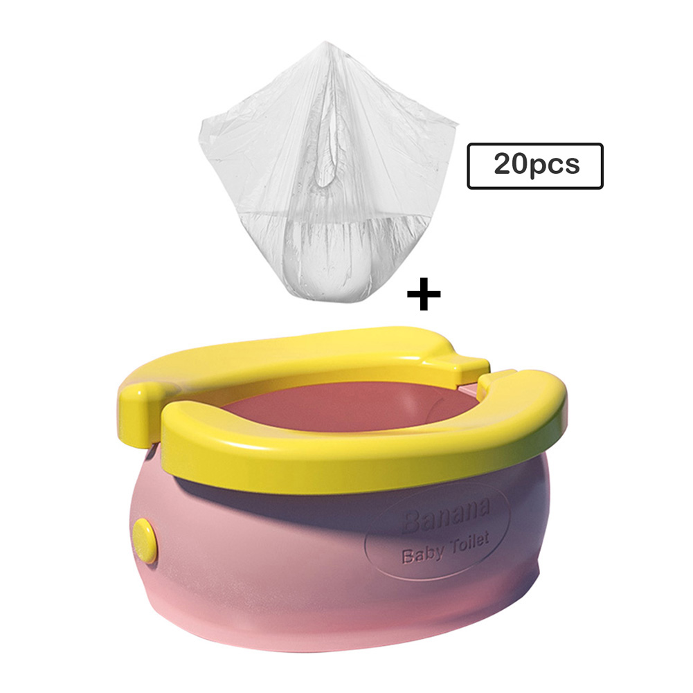 Portable Baby Infant Camera Pots Cartoon Banana Foldaway asiento de entrenamiento para el baño viajes orinal anillos para niños: Pink