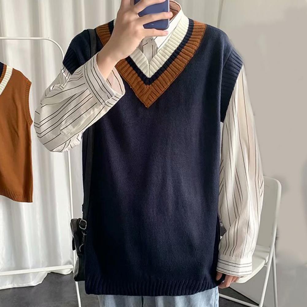 Chaleco de punto de estilo pijo, suéter de gran tamaño con cuello en V para la escuela, fabuloso, Primavera