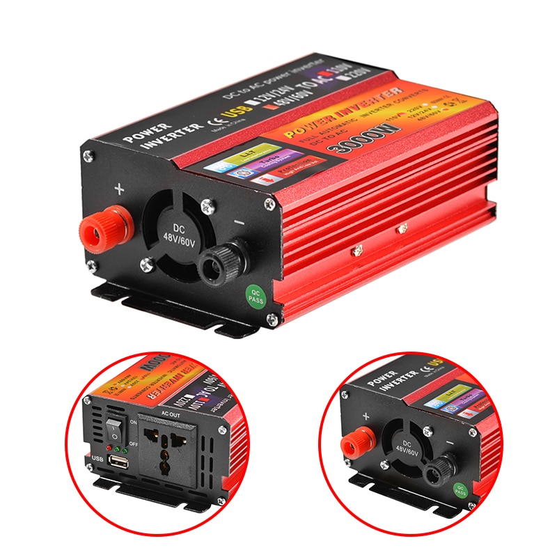 Inversor Solar 12V 220V 3000W convertidor de voltaje transformador DC 12V y 24V 48V 48V y 60V a AC 110V/220V Auto adaptarse Inversor
