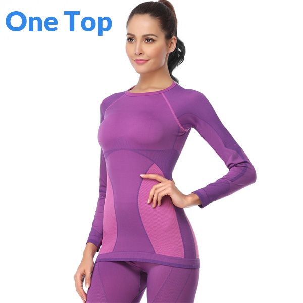 IEMUH hiver sous-vêtement thermique ensembles femmes Anti-microbien Stretch femmes Thermo sous-vêtements femme Long Johns: Purple Tops / M