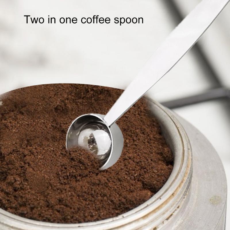 2 in 1 Coffee beans Spoon Coffe Measuring Tamping Scoop Coffee Tamper Black Espresso Stand Kitchen Bar Coffee&Tea Tools