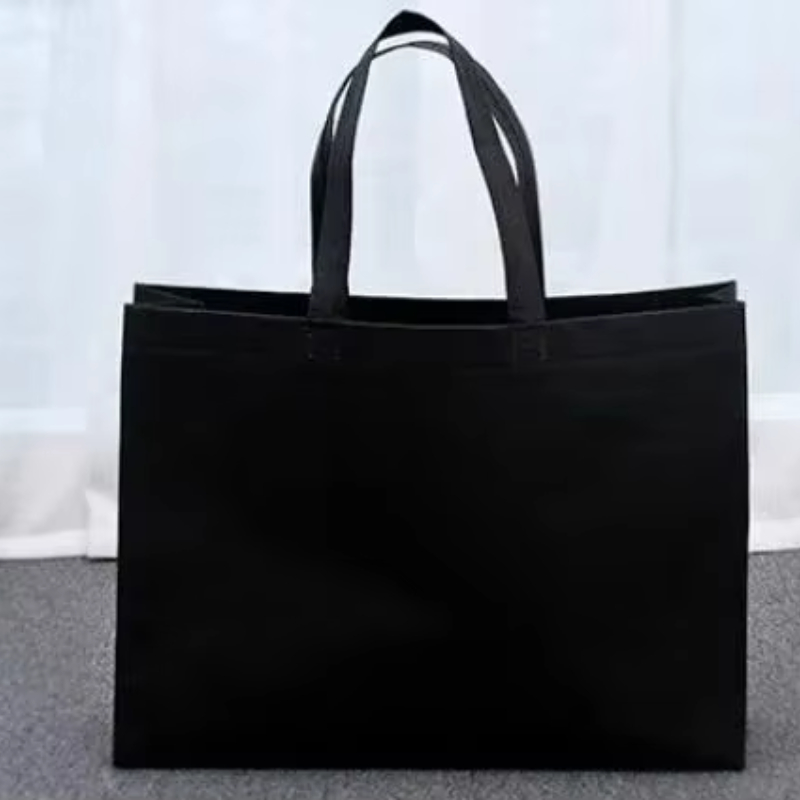 hoogwaardige herbruikbare opvouwbare boodschappentas Grote niet-geweven draagtas Opberghandtas Kruidenier Eco-vriendelijke tassen: Black