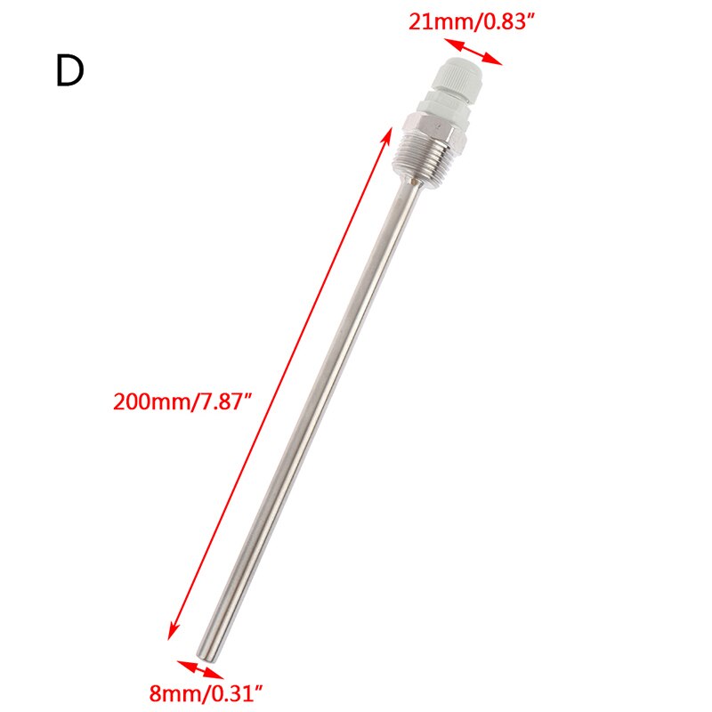 8MM Temperature Sensor Stainless Steel Probe Water Tank Shell Solar Parts: D