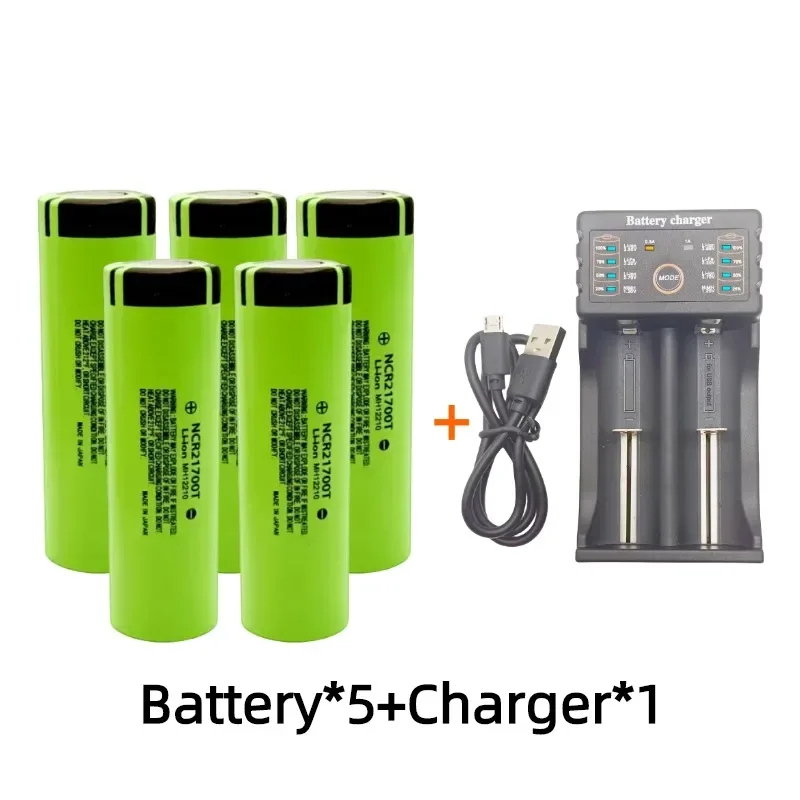 21700 Battery Rechargeable Battery 3.7V 4800mAh 50A Power Li-ion High Discharge Batteries for Electrical Tools+charger: SKY BLUE