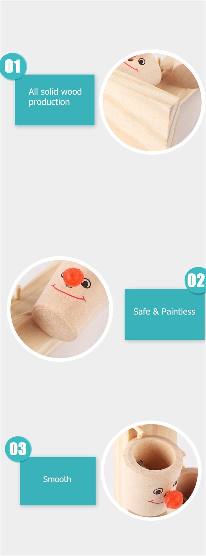 Trä anti-stress rullande clown boll bordsleksaker roliga flera flip hinkar fingerspel vuxen leksaker för barn