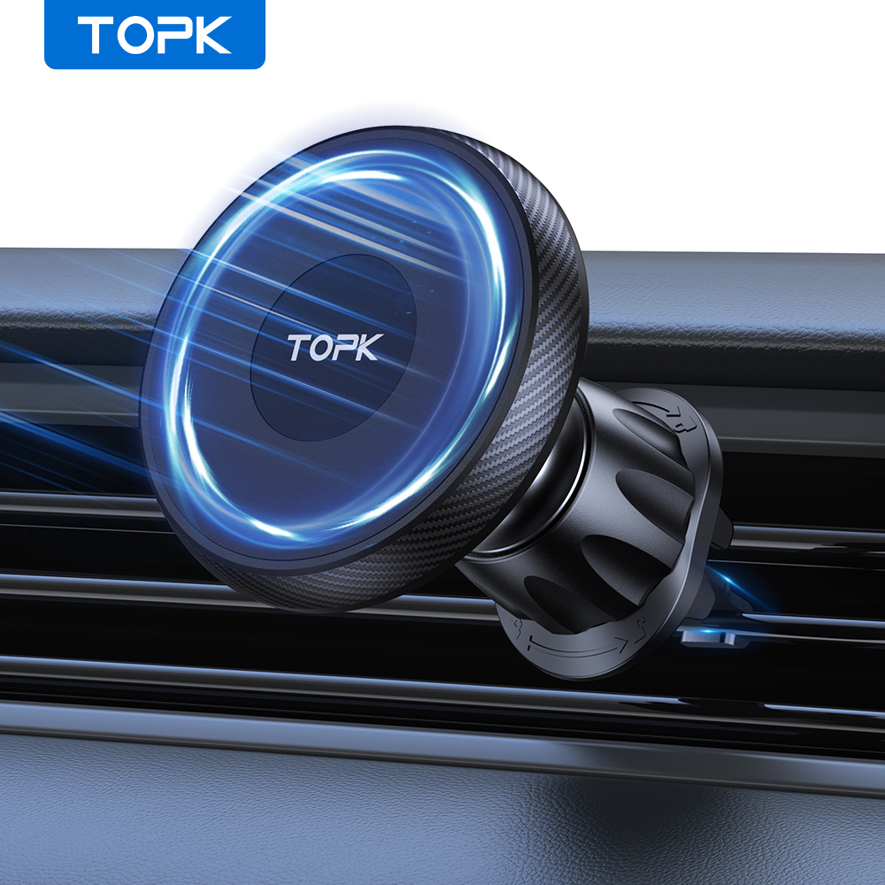TOPK Magnetyczny uchwyt samochodowy na telefon Air Vent Stojak samochodowy na telefon Magsafe iPhone 15 14 13 ProMax Xiaomi Samsung Mocny uchwyt magnetyczny