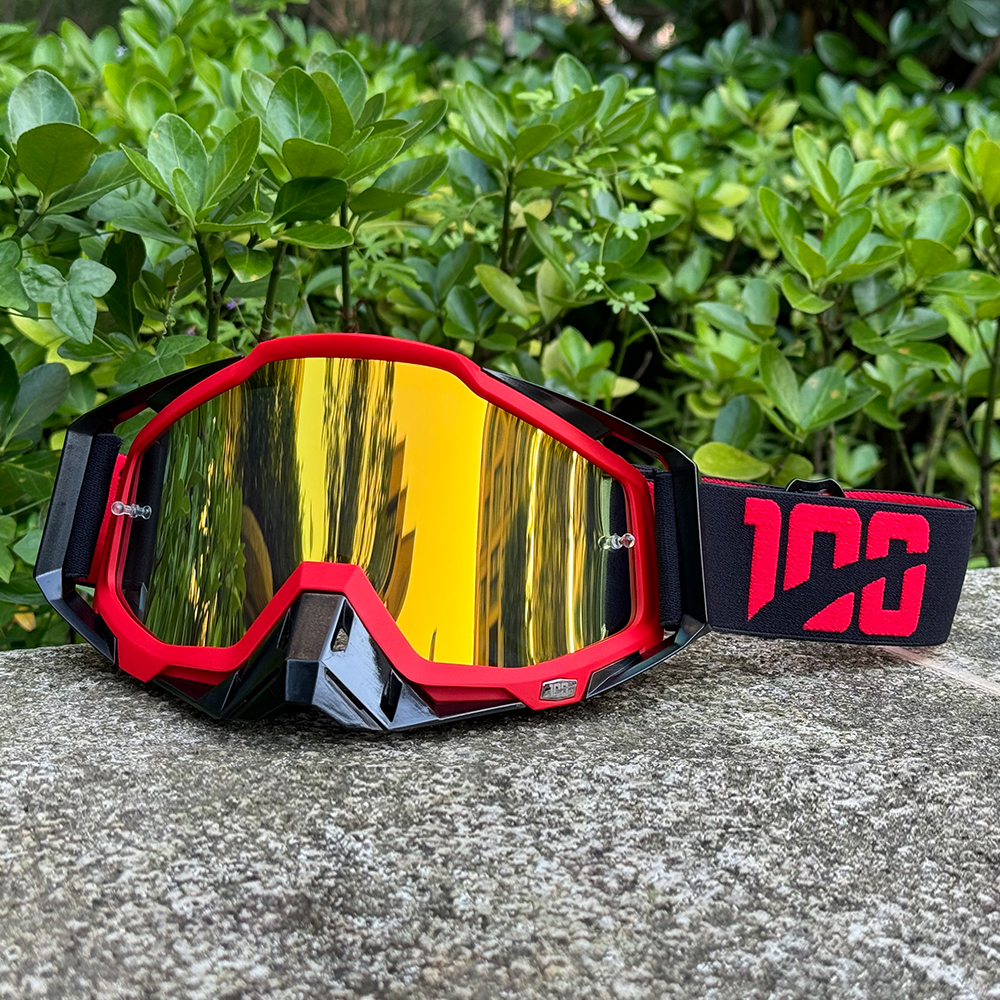 Motocrossglasögon motorcykelglasögon mask vindtät uv-skydd utomhus mtb klättring cykling sport skoter skidglasögon: Röd