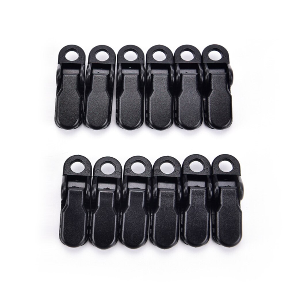 12Pcs Morsetti Telo Copertura - Clip Telo Tenda Riutilizzabili - Ganci a Molla - Accessori Tenda Campeggio: Nero