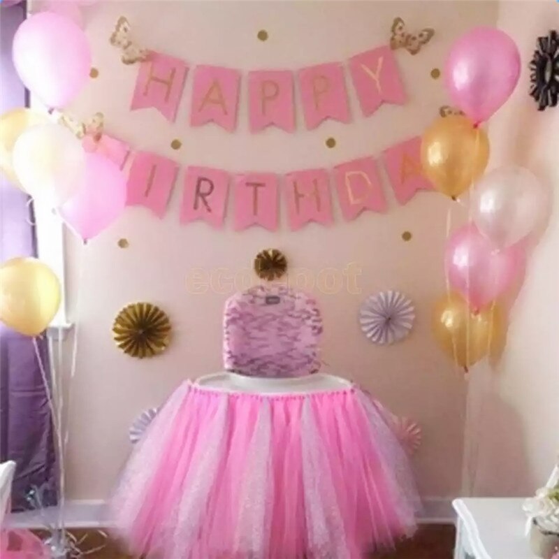 Handgemaakte Pluizige Hoge Stoel Tutu Rok Baby Eerste Tweede Verjaardagsfeestje Meisjes Sequin Patchwork Tule Rokken Taart Smash Tutu DQ02