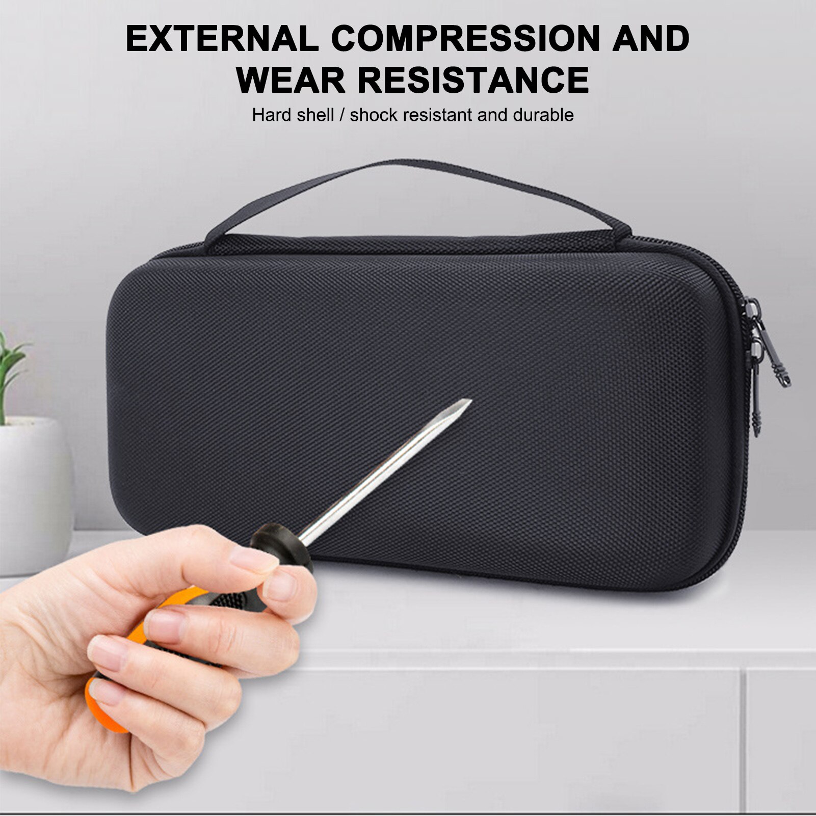 EVA Hard Storage Pouch Shockproof Carrying Case Portable Cable Storage Bag Black Impact Resistant Travel Carrying Bag Mesh Inner