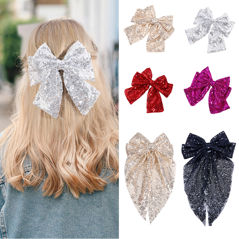 Pinzas para el pelo con lazos de lentejuelas para mujer, pasadores para el pelo con lazo grande, pasadores para el pelo, horquillas para el pelo para mujer, accesorios para el cabello