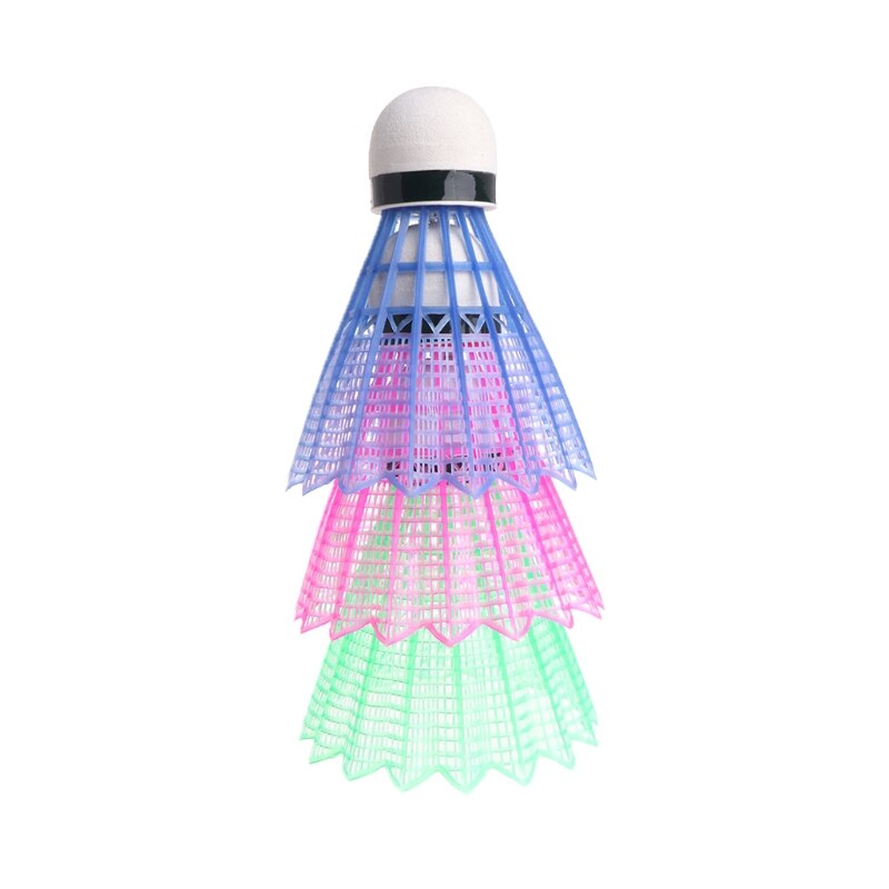 3 stk led badmintonbold glødende lys op plast badminton fjerbolde farverige lysbolde: Multi