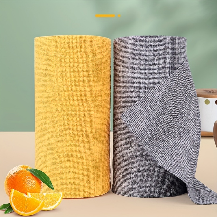 1 rol (20 stuks) 25x25CM wegwerpvaatdoek, microvezel handdoekrol, handscheurreinigingsdoek, herbruikbare wasbare microvezelhanddoek: YELLOW
