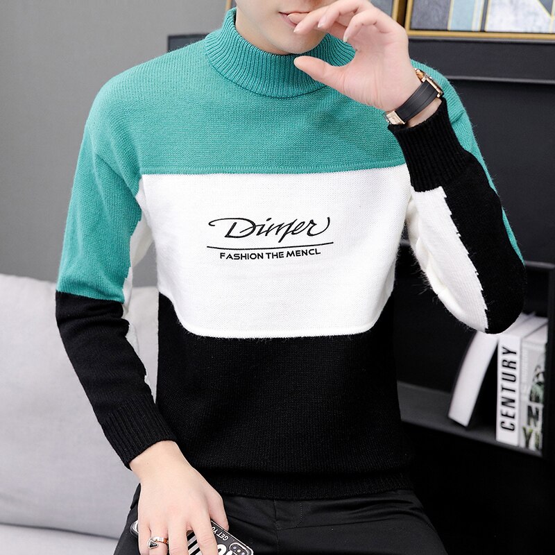 Halv turtleneck gensere herre tykk varm vinter genser herre slim fit herre julegenser pull homme genser