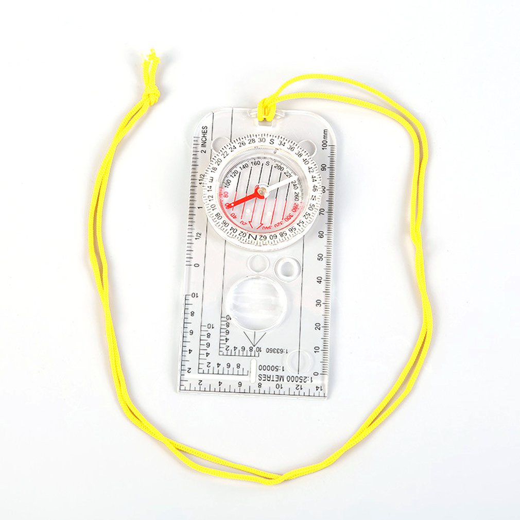 Drawing Scale Compass Folding Map Ruler Buckle Car Camping Hiking Pointing Guide Portable Handheld Compass