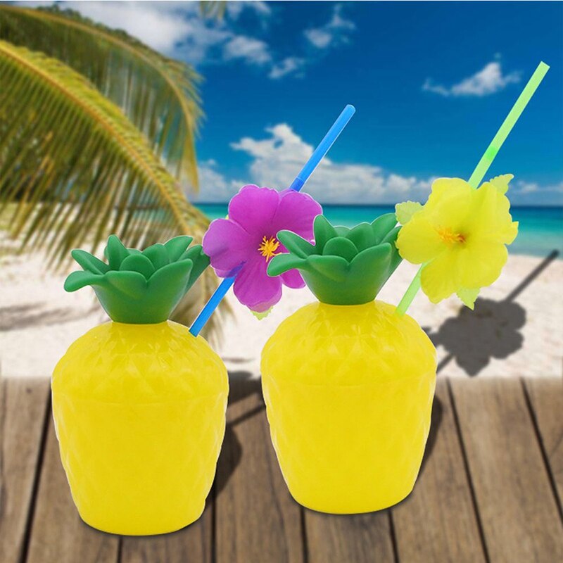 6 pièces en plastique ananas boisson tasse coupe tropicale plage Hawaii fête décoration