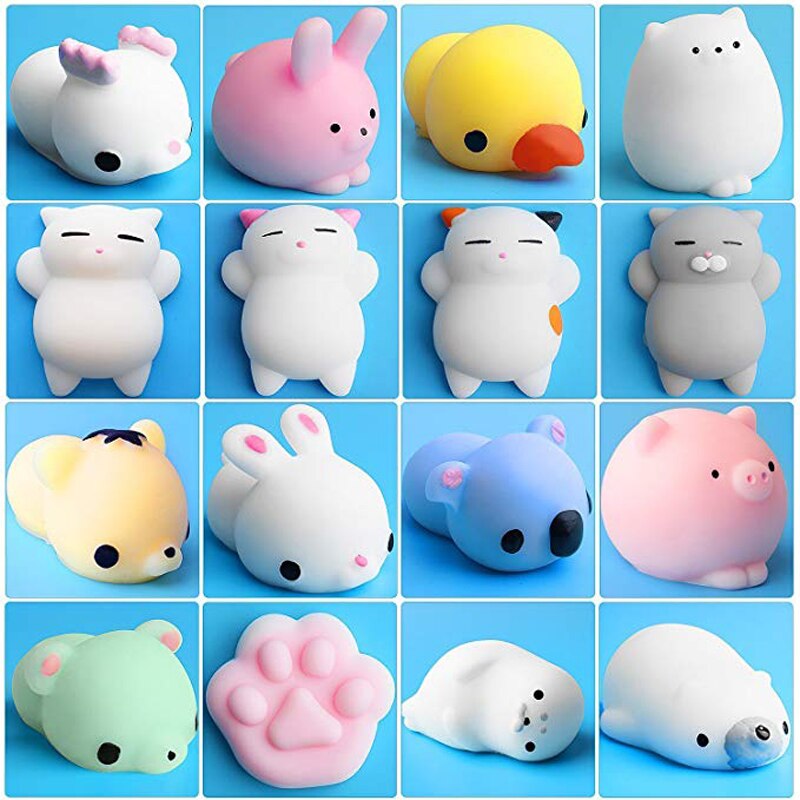 16 sztuk Squishy kot stres Mochi zwierzęta gniotki stres ulga Squishy zwierzęta Mochi kot Squishy z filcowa torba