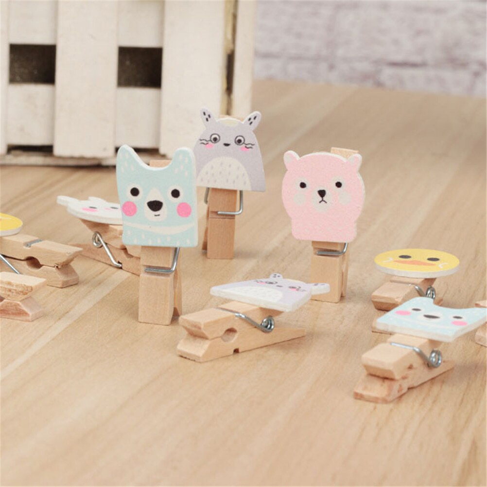 10 Pcs/pack Mini Animal Cartoon Wood Clips Paper Photo Clip Craft Decoration Clips Clothespin Pegs