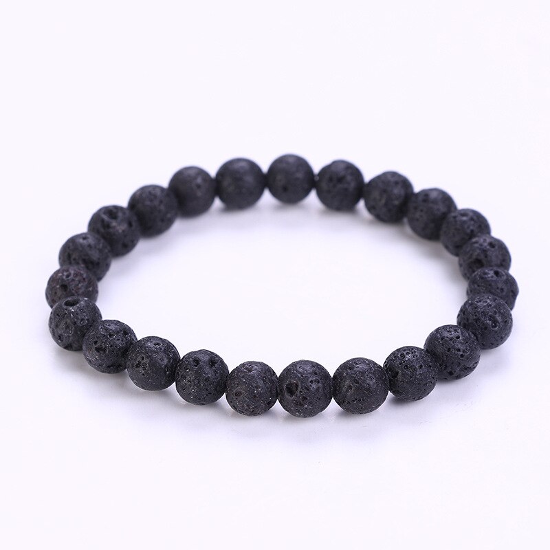 Natuurlijke Transfer Luck Purple Amethisten Bead Armband Chakra Yoga Vulkanische Steen 8mm Ronde Stenen Kralen Armbanden Voor Vrouwen: Black Lava Stone