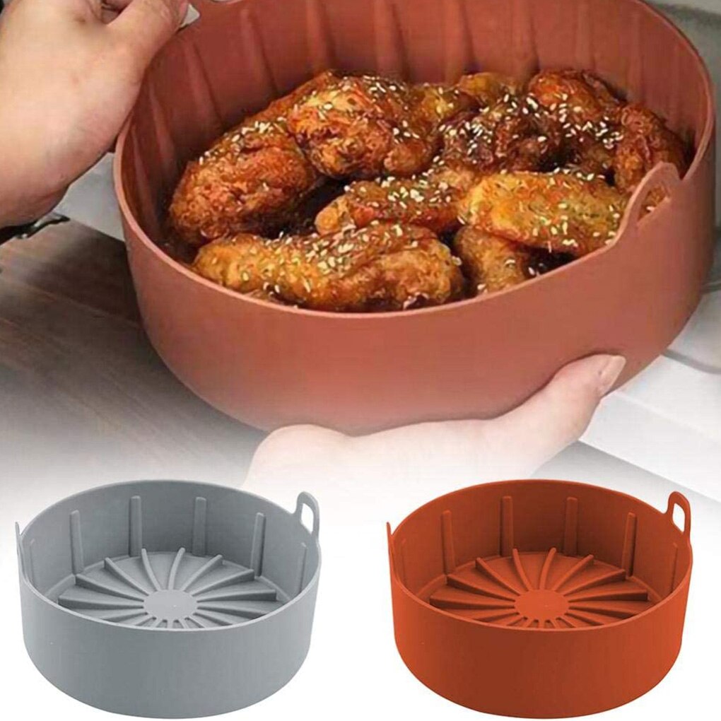 Silicone Grill Pan Bread Cake Mat Multifunctional Air Fryer Basket Accessories Bread Cake Pizza Microwave Baking Basket Pot Mat