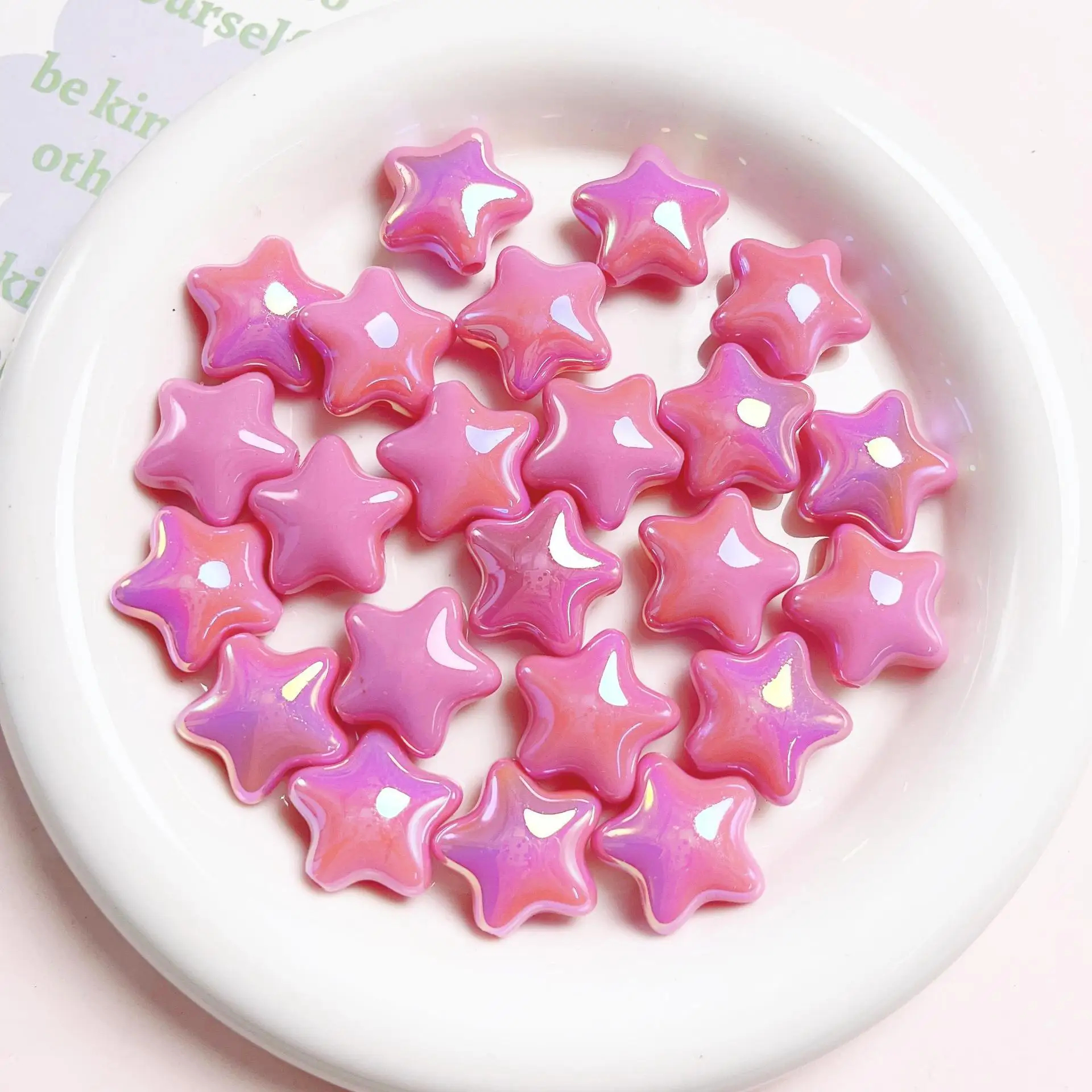 Contas acrílicas de cinco pontas para meninas, contas dispersas, colar colorido, bracelete bonito, acessórios de moda: MULTI