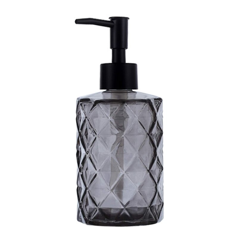 Black Glass Soap Dispenser Hand Sanitizer Bottle Bathroom Large Contain Liquid Storage Empty Bottles 330ML: Light Grey