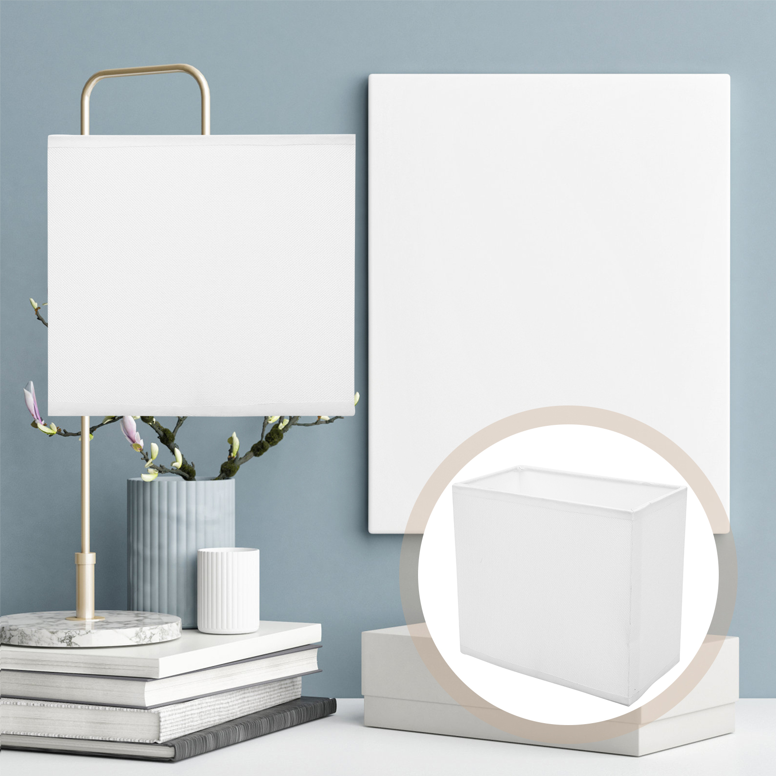 Tyglampskärm rektangulär lampskärm bordslampa hängande lampskärm tillbehör