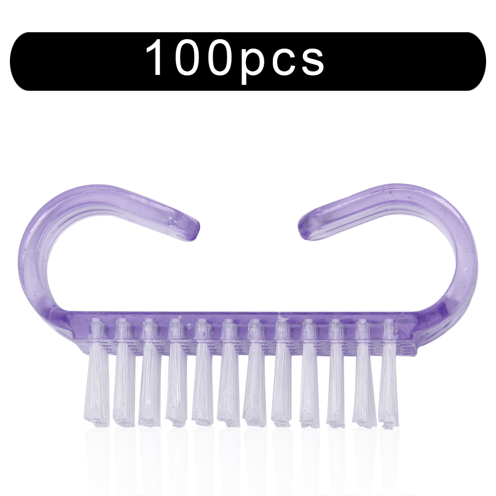 100 stk. neglebørster bløde, støvfjerningsbørster i plastik til neglekunst, akryl, gelpoleringsfil, fingerpleje, makeup, manicureværktøj: Brun