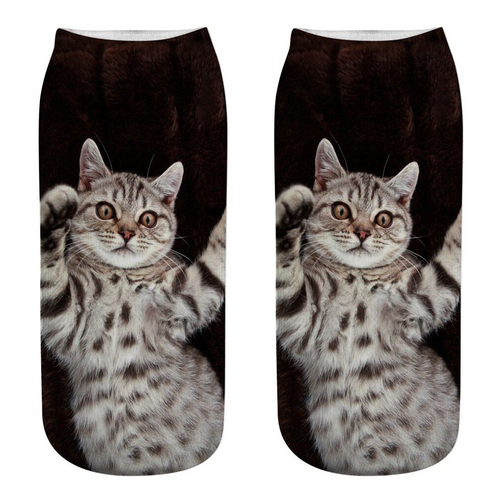 #30 Funny Socks Women Men 3d Novelty Crazy Funny Cat Ankle Socks Cute Colorful Cartoon Low Cut Socks Kobieta Skarpety: P