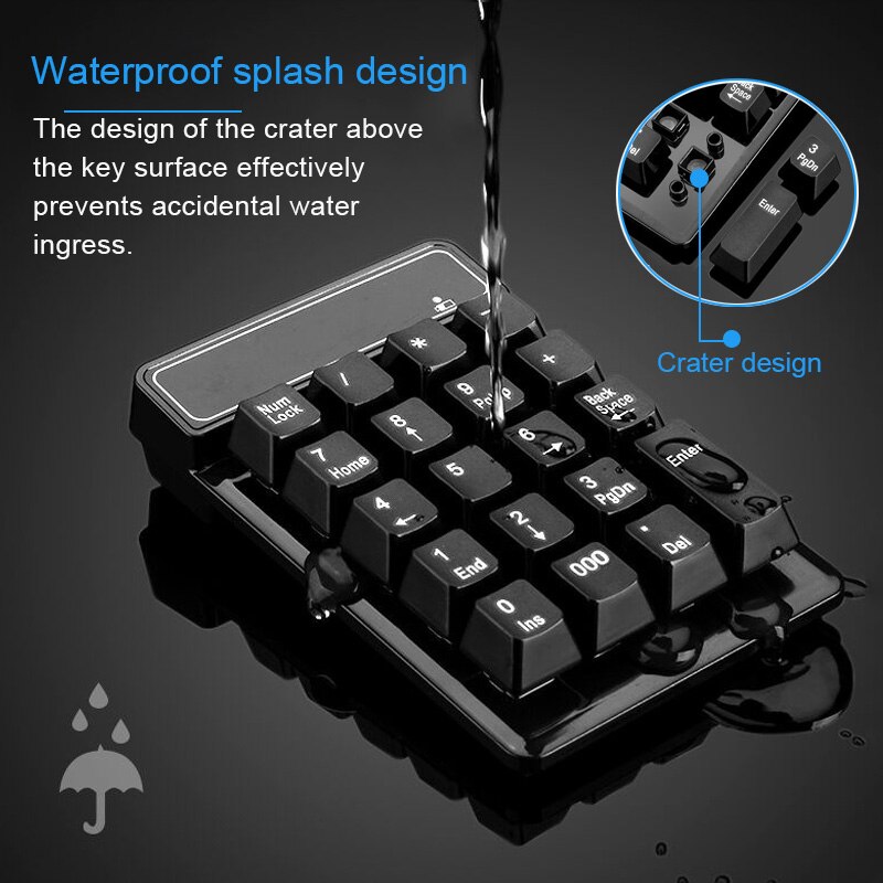 Basix 19 Toetsen Bluetooth Wireless Numeriek Toetsenbord Mini Numpad Toetsen Nummer Pad Digitale Toetsenbord Voor Pc Accounting Taken Toetsenbord