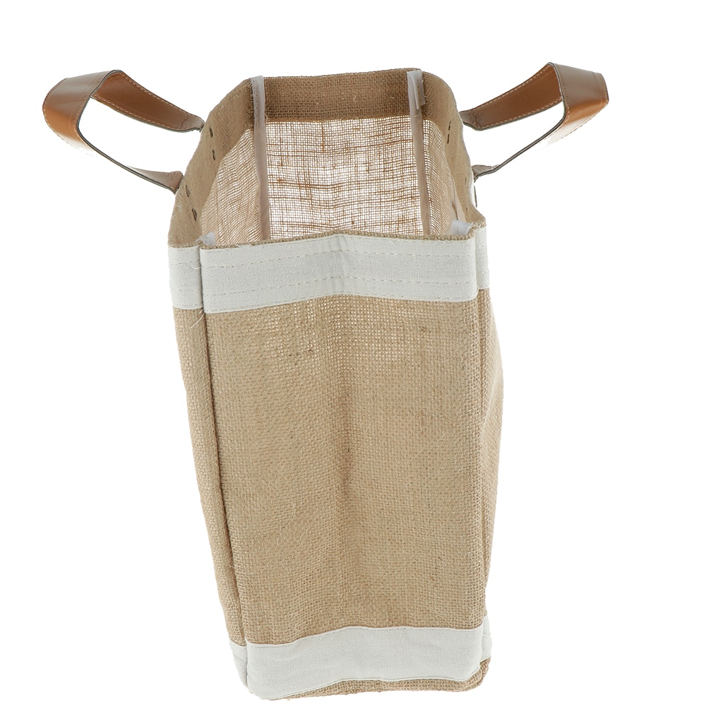 Reusable Grocery Shopping Bags – Large Collapsible Boxes With Leather Handle Made of Waterproof Jute Fabric S L