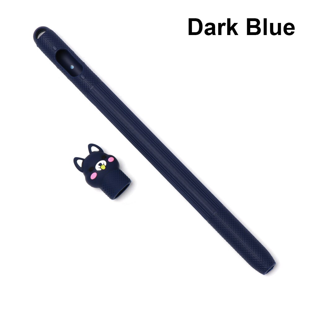 Für Apple Bleistift Fall Cartoon Bär Weiche Silikon Halter Stylus Stift Abdeckung Kompatibel Für Ipad Tablet Touch Stift Schutzhülle: dark blue 5