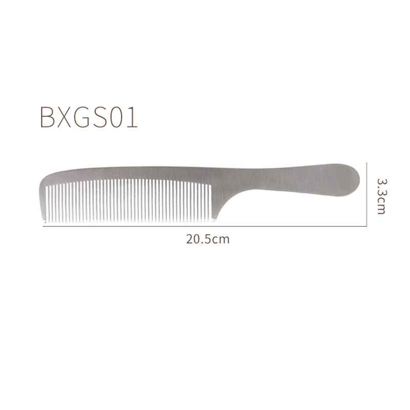 Rostfritt stål silver metall frisör kam frisörsalong hårklippning kam för män och kvinnor: Bxgs 01