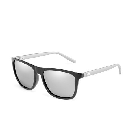 Glitztxunk Polarized Sunglasses For Men Classic Brand black Oculos de sol Men Square Driving Travel Sun Glass: Silver