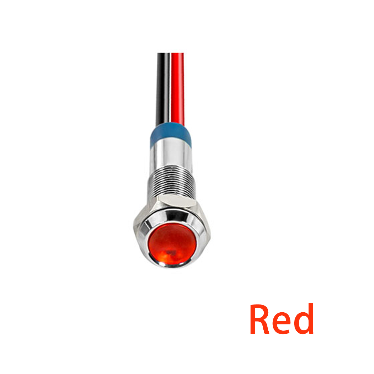 Indicador de luz LED de advertencia de Metal, 6mm, resistente al agua IP67, lámpara de señal piloto, interruptor de cables de 6V, 12V, 24V, 220V, rojo, azul, blanco, amarillo y verde: Red / 6V