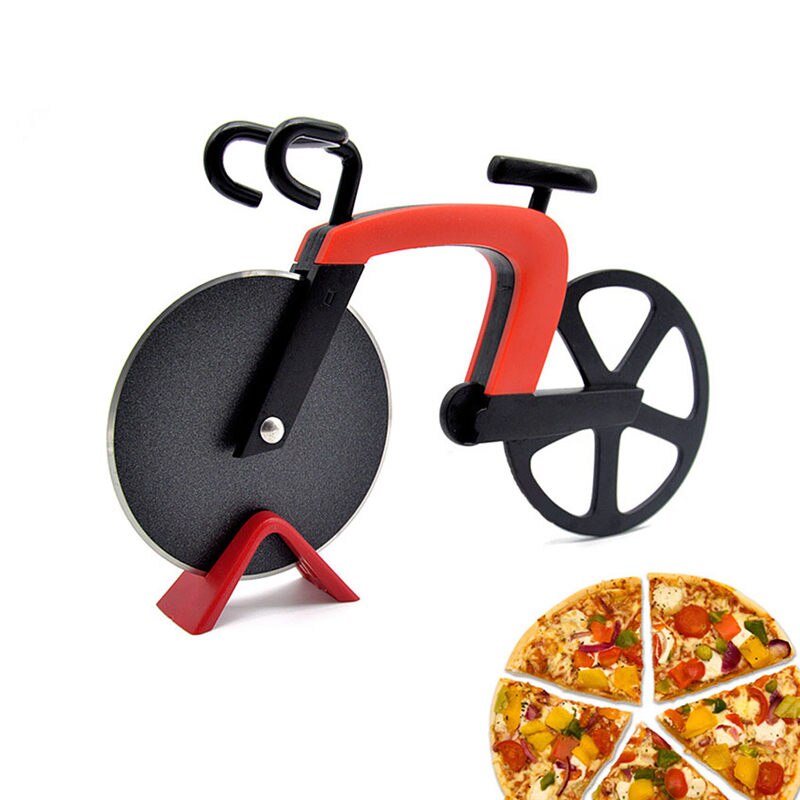 1Pc Bike Ronde Pizza Cutter Messen Rvs Pizza Mes Twee-Wiel Fiets Vorm Pizza Snijmes Pizza slicer Tool U3