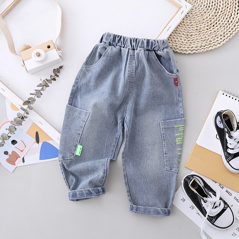 Baby Jungen Mädchen Frühling Herbst Jeans Jungen Persönliche Tasche Jeans Baby Kleidung Klassische Hosen Jungen Beiläufige Lange Hose