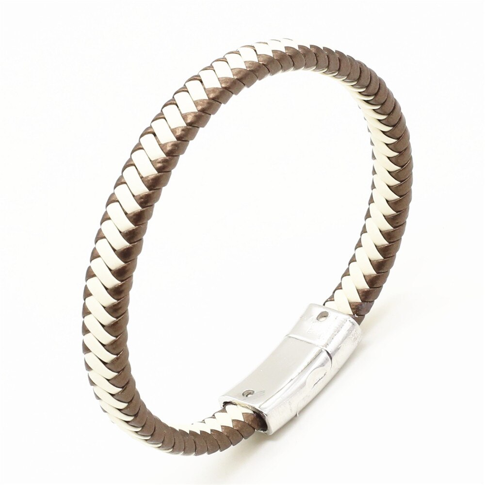 Trendikäs käsintehty kudos punos vintage naaras femme homme mies magneetti mansetti pu nahka naisten rannekoru koruja asusteita: Tyyli 6