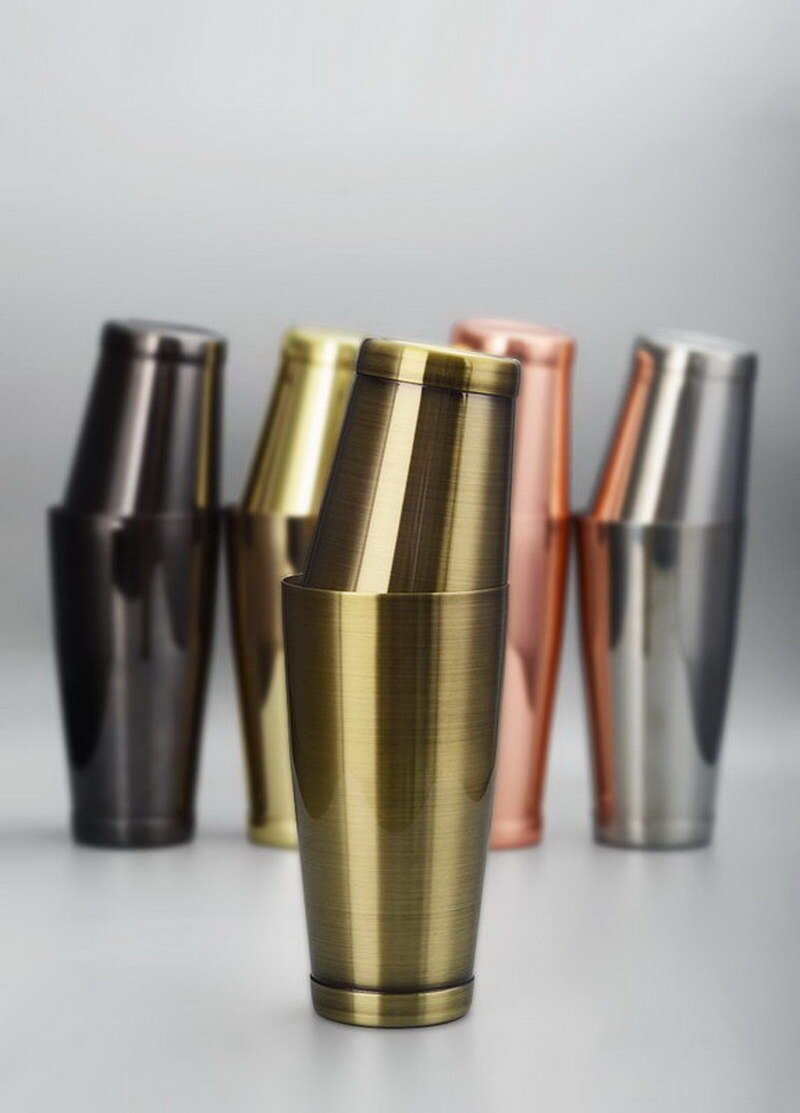 Profi Boston Cocktail Shaker In Acciaio Inox Antik Zebra Con Bicchiere In Vetro - Disenja, Edizione Limitata