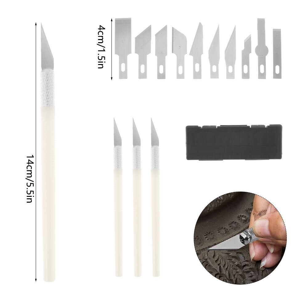 13Pcs Precision Wood Carving Knife Kit Metal Scalpel Knife Blades Set Household DIY Woodworking Hand Tools Carving Craft Hobby