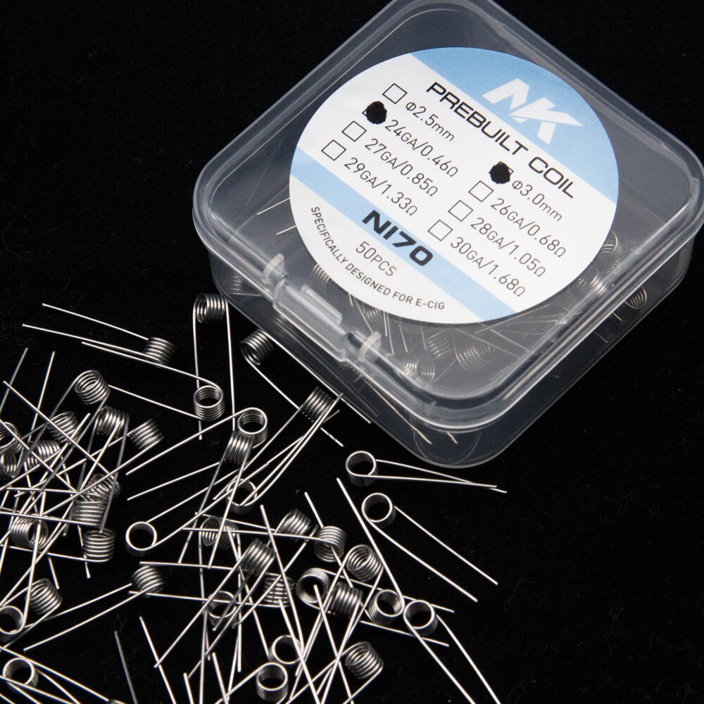 50 Pcs Gereinigd Coils Premade Nk A1 Ni80 Ni70 Awg 20 22 24 26 28 30 Voor Rda Rta rba Rebuilder Prebuilt Coils: Ni70 24G 0.46 ohm